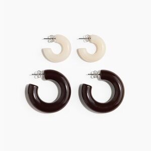 Cream and Brown Hoop Earrings Set!